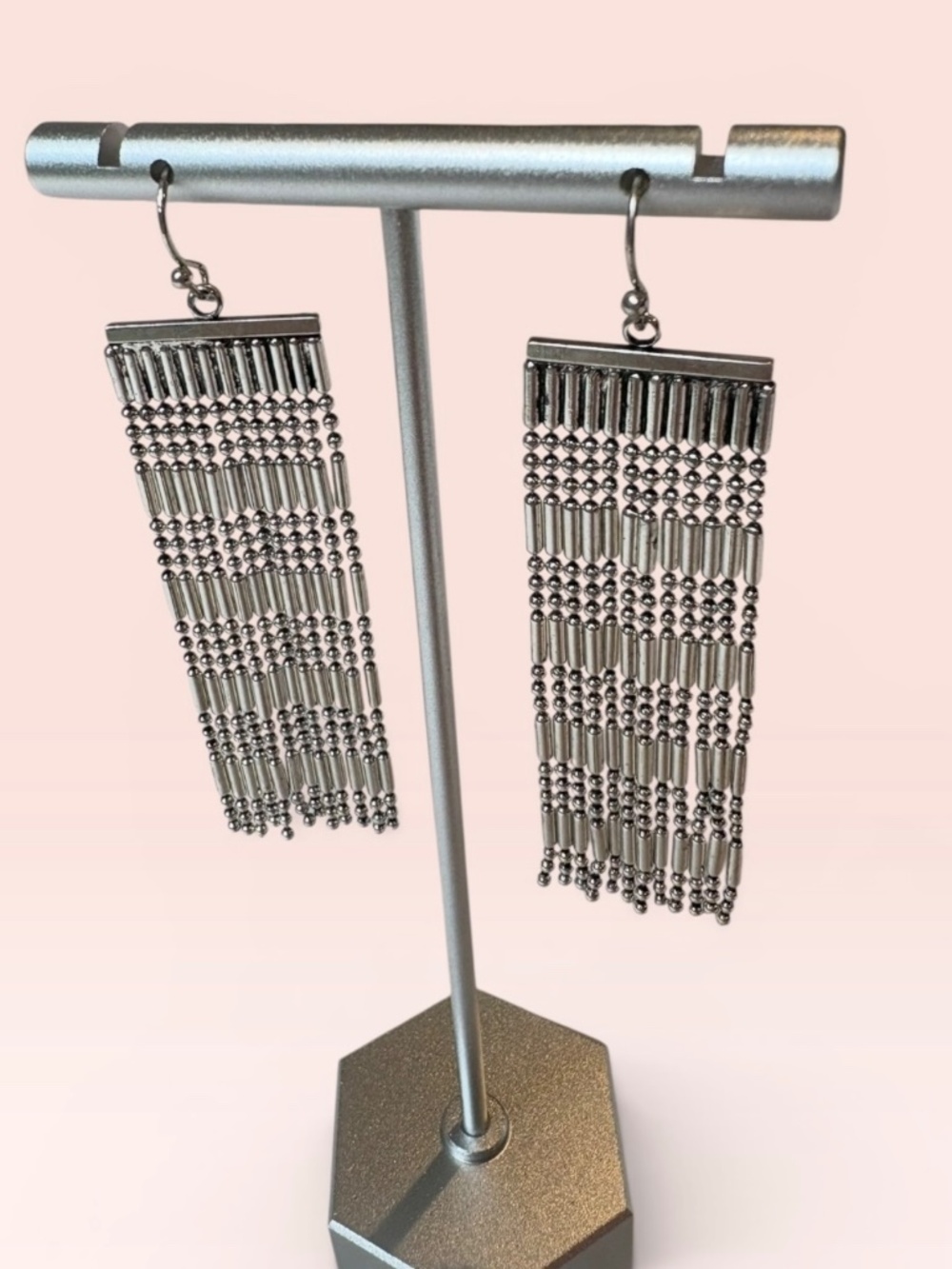 New Silver Beaded Dangle Earrings by Plunder Design - Picture 6 of 9